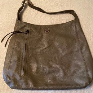 Tory Burch Brody Leather Hobo Bag Gray